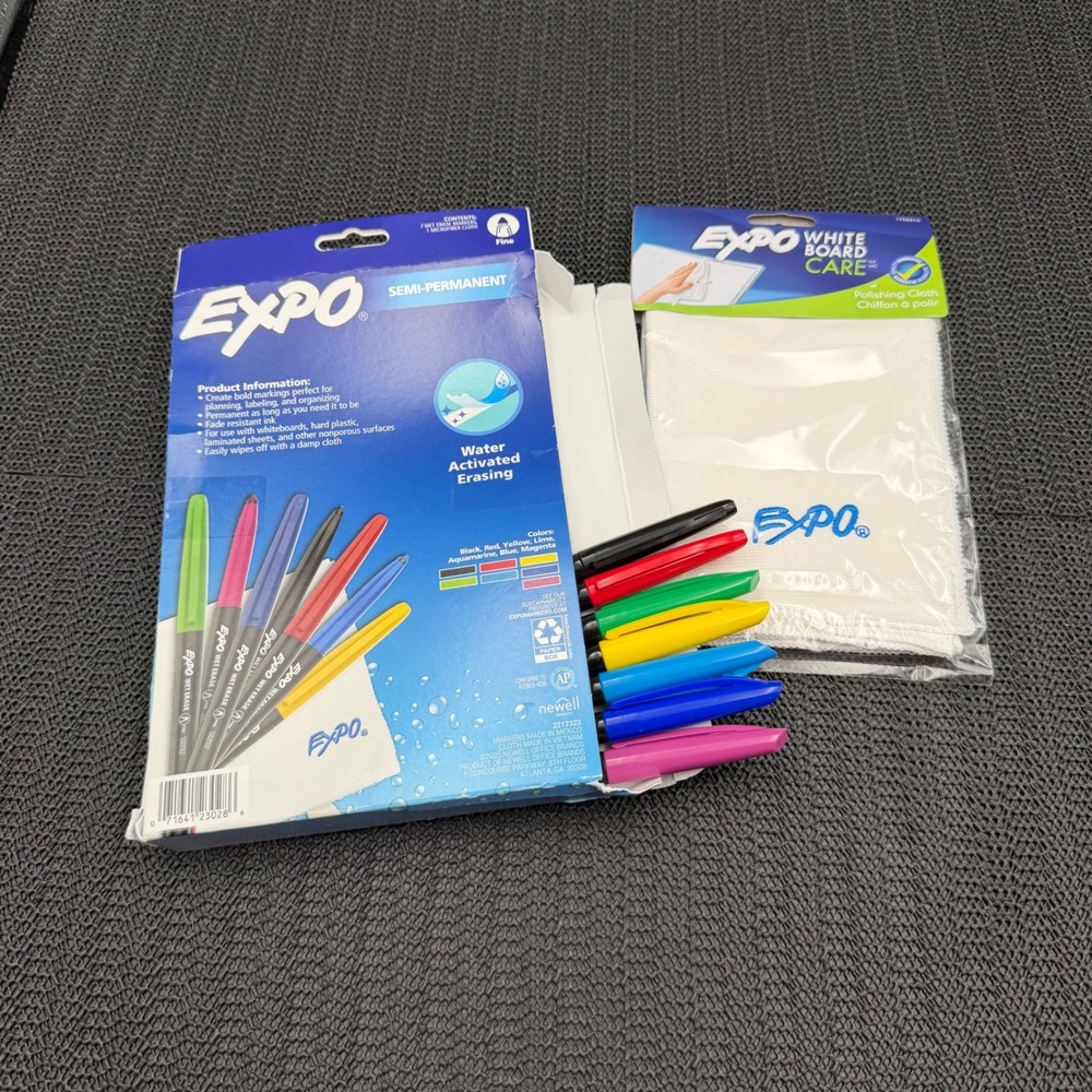 Expo Wet Erase Markers Fine Tip 7 Colors with Microfiber Cloth 8ct 2217323